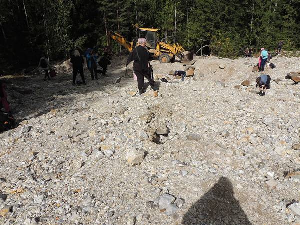 Mineraaliretkeilijöitä Viitaniemen louhoksella. Kuva: Risto Ojala